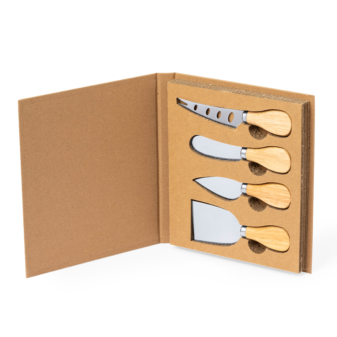 Conjunto de Queijos Kubin com Utensílios em Aço e Madeira