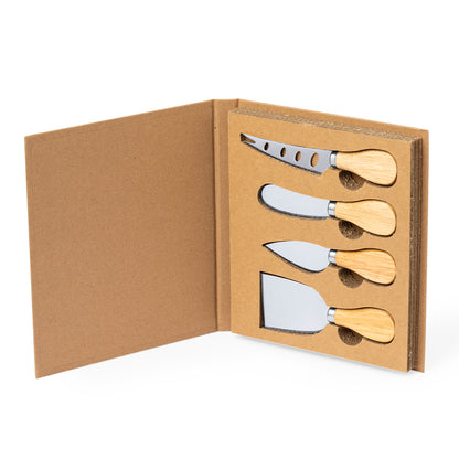 Conjunto de Queijos Kubin com Utensílios em Aço e Madeira
