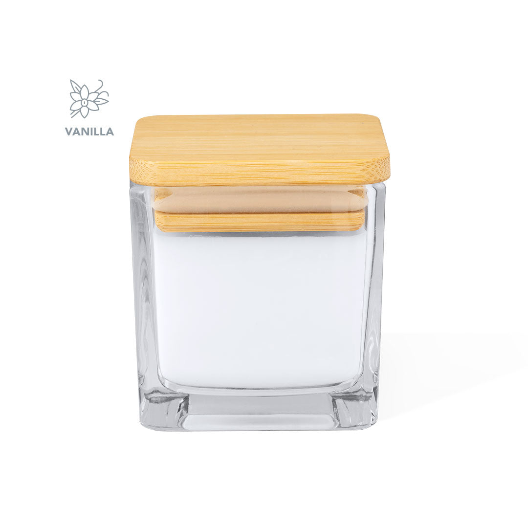 Vela Aromática em Frasco de Vidro com Tampa de Bambu