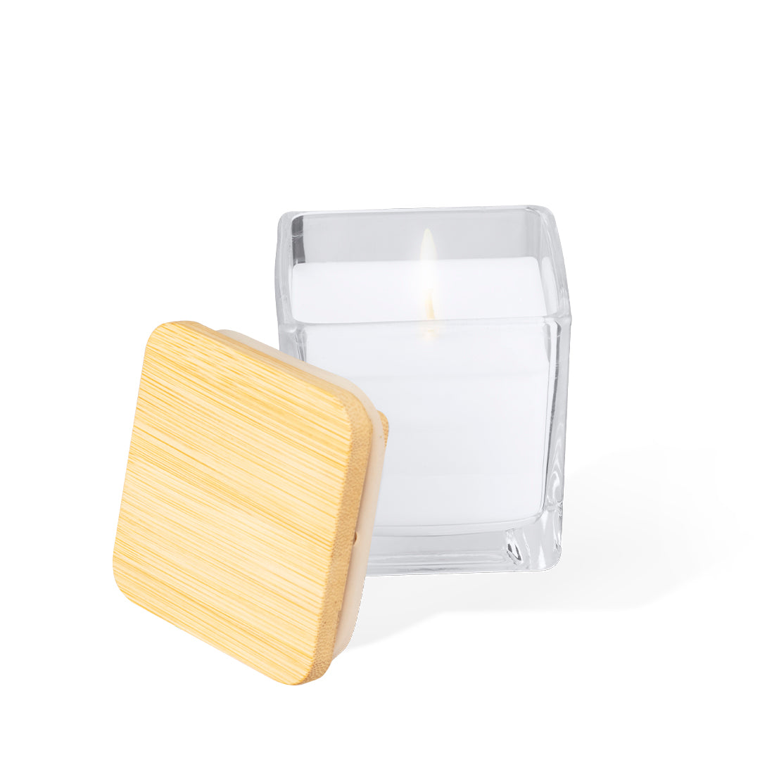 Vela Aromática em Frasco de Vidro com Tampa de Bambu
