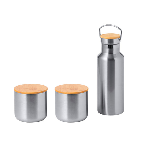 Conjunto Térmico Dickinson em Aço Inoxidável e Bambu