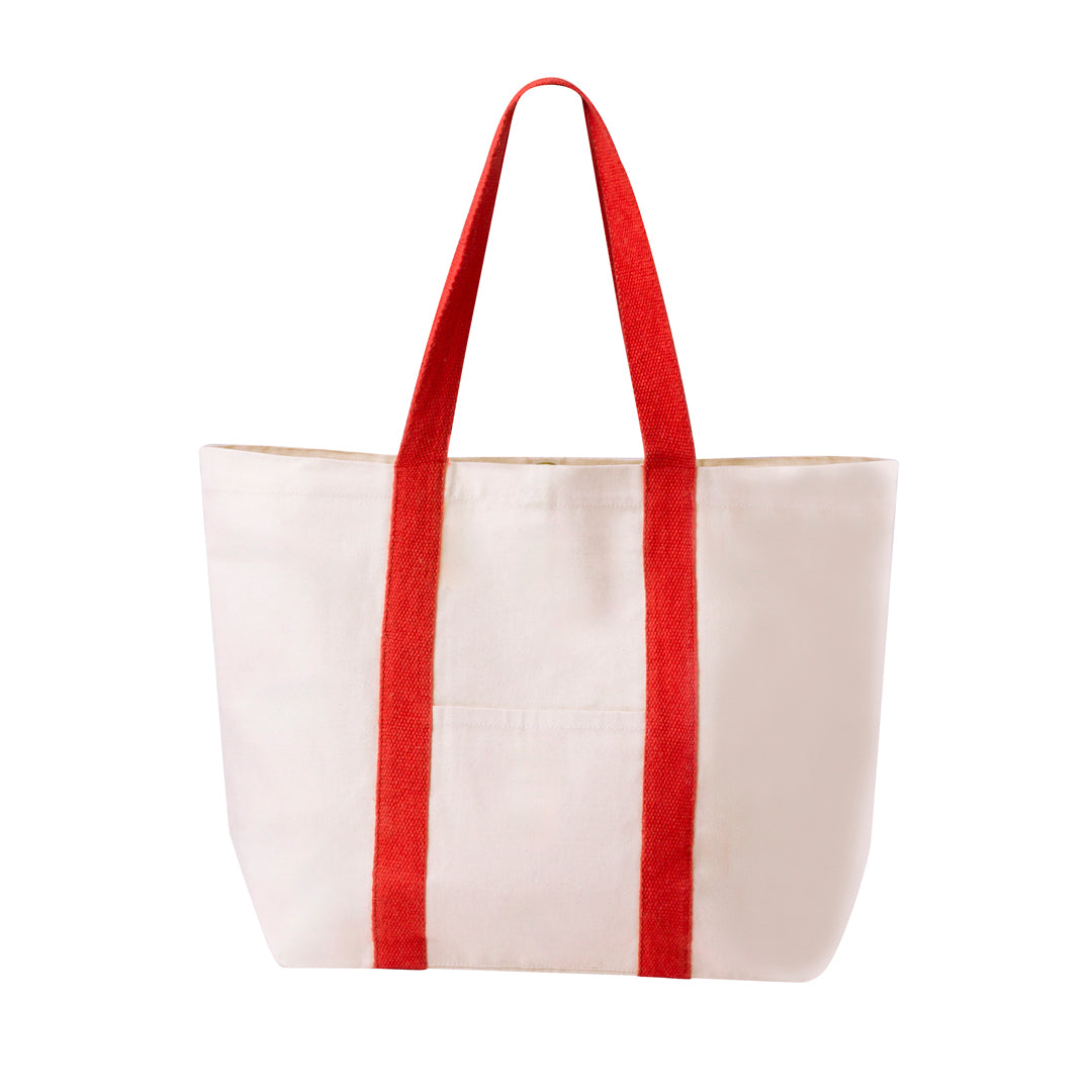 Bolsa resistente em algodão com bolso e asas reforçadas