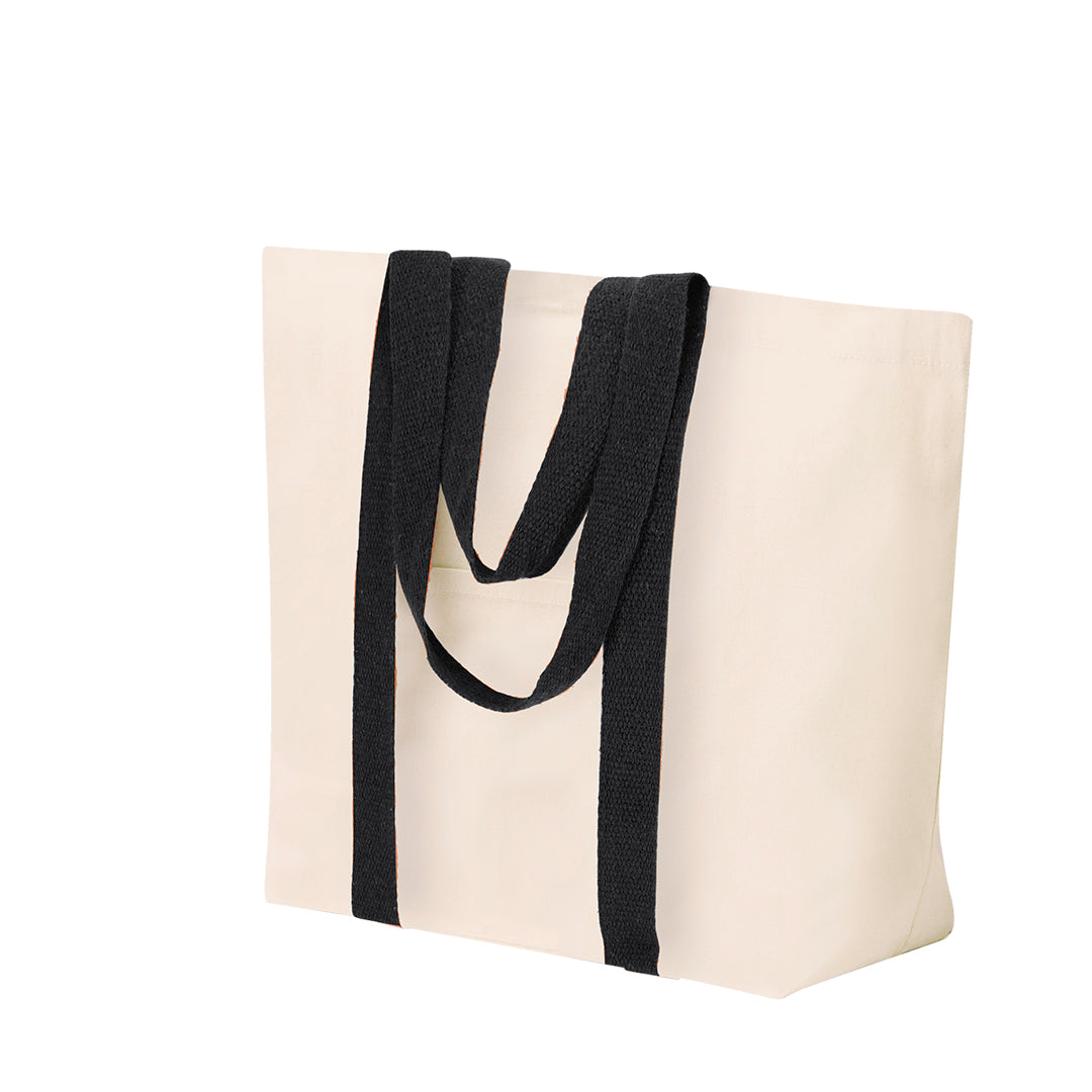 Bolsa resistente em algodão com bolso e asas reforçadas