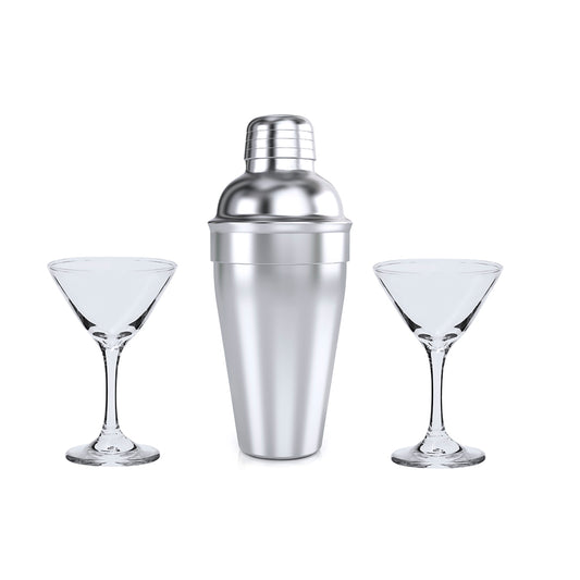 Set Cocktail Cefiro em Aço Inox com Copos Elegantes