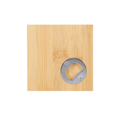 Base para Copos em Bambu com Abre-Cápsulas Integrado