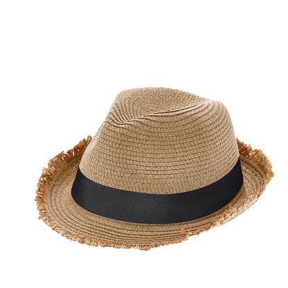 Sombrero Elegante em Palha com Bordas em Franja