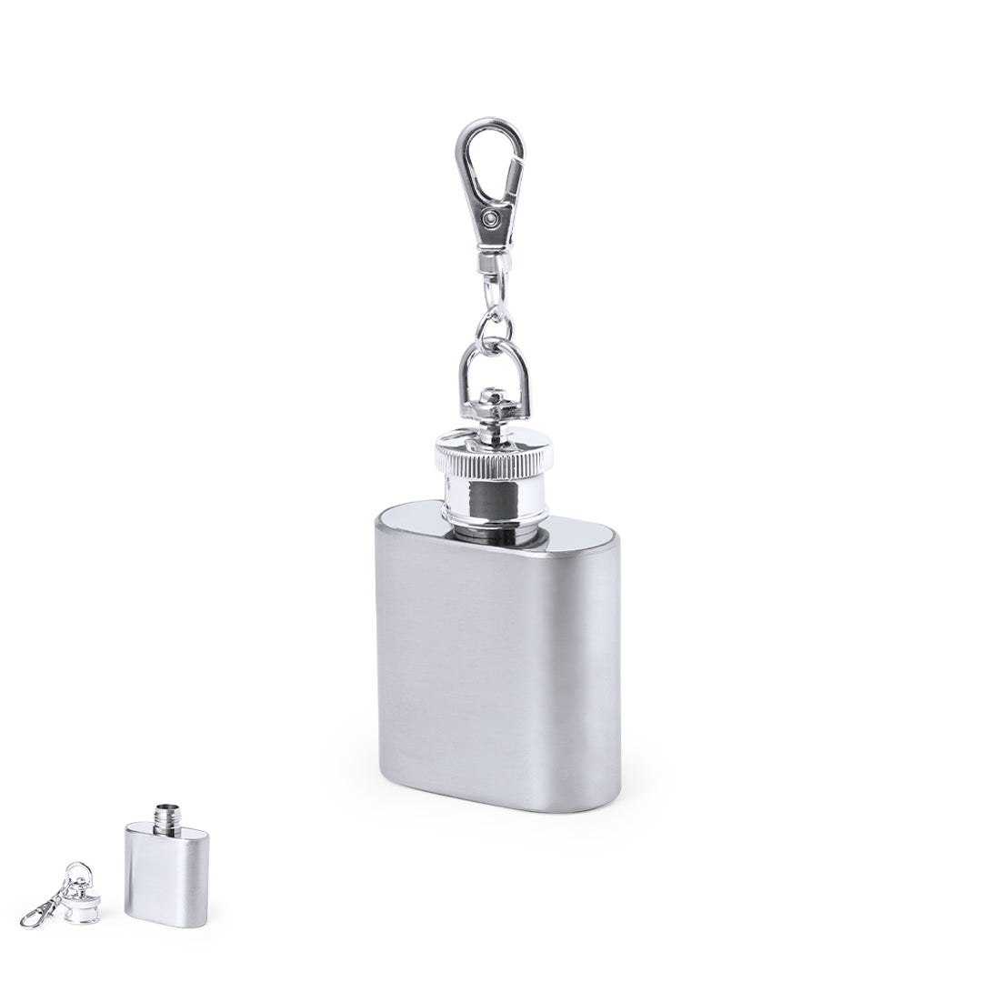 Porta-Chaves Frasco Inox 30ml com Mosquetão