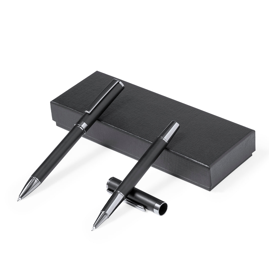 Conjunto Elegante de Caneta e Roller Preto Mate