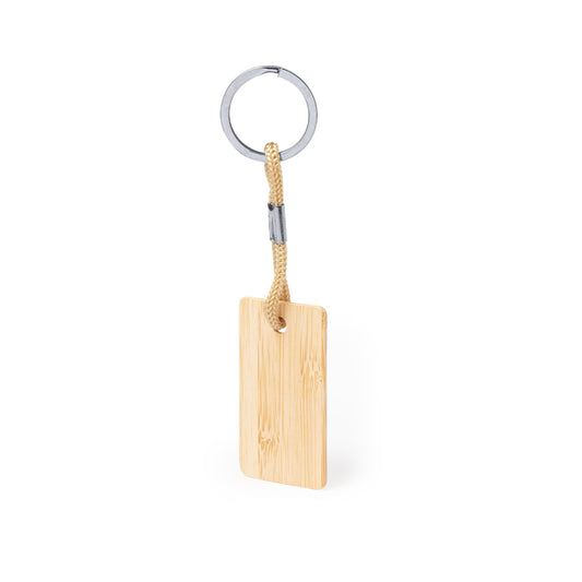 Porta-Chaves Retangular em Bambu com Cordão Colorido