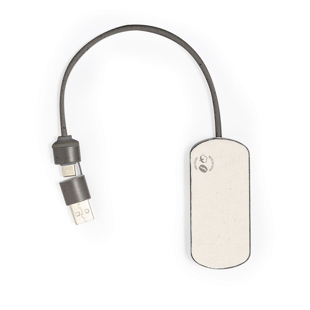 Nylox - Porta USB Sustentável com 3 Portas e Fibra de Café