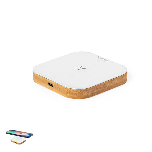 Carregador Sem Fios 15W em Bambu e Material Reciclado