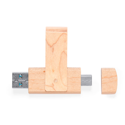 Pen USB OTG Kluivert 16GB com Clip Giratório e Madeira