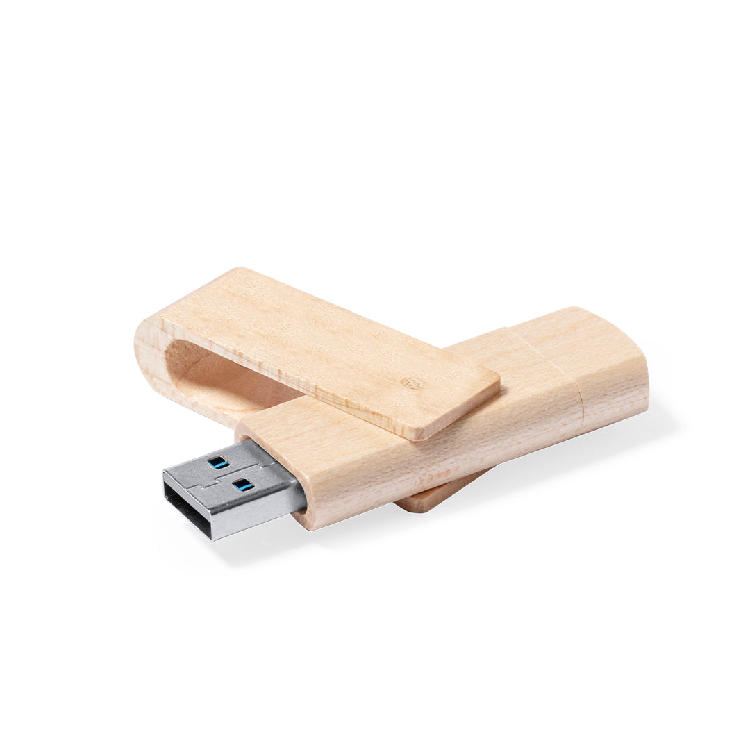 Pen USB OTG Kluivert 16GB com Clip Giratório e Madeira