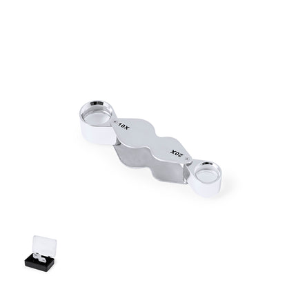 Lupa Plegável Dupla 10x/20x em Metal Resistente