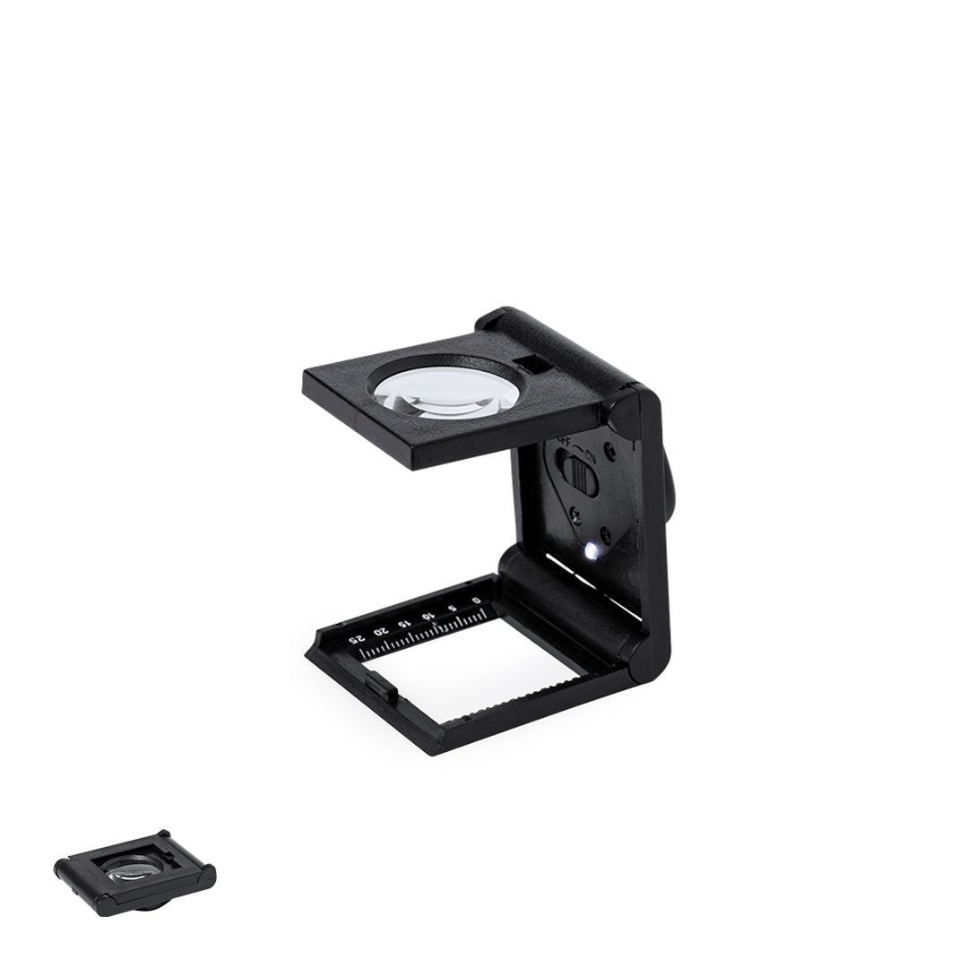 Lupa Plegável 8X com Luz LED e Régua Compacta