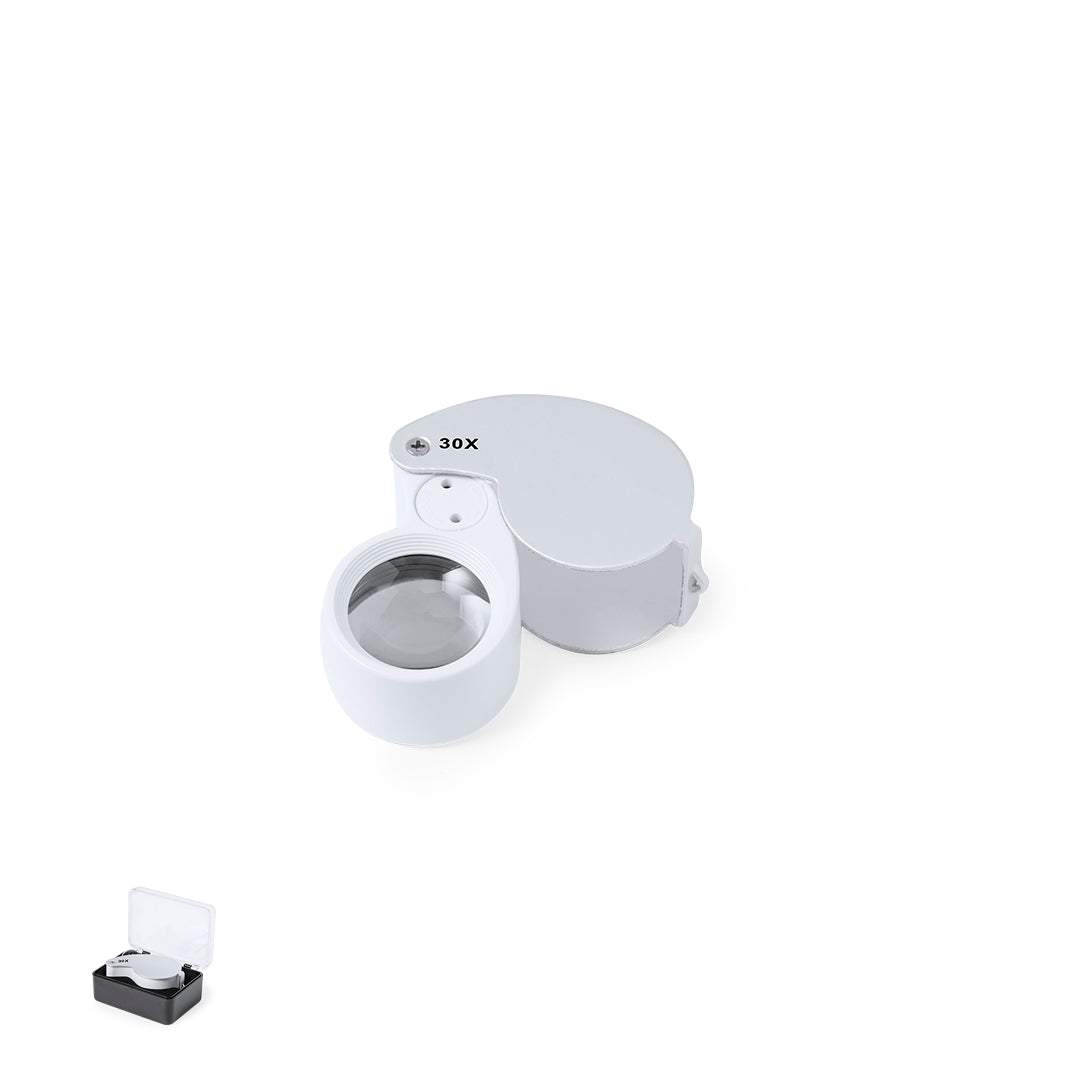 Lupa Plegável 30X com Luz LED e Estojo Proteção