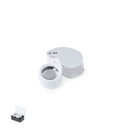 Lupa Plegável 30X com Luz LED e Estojo Proteção