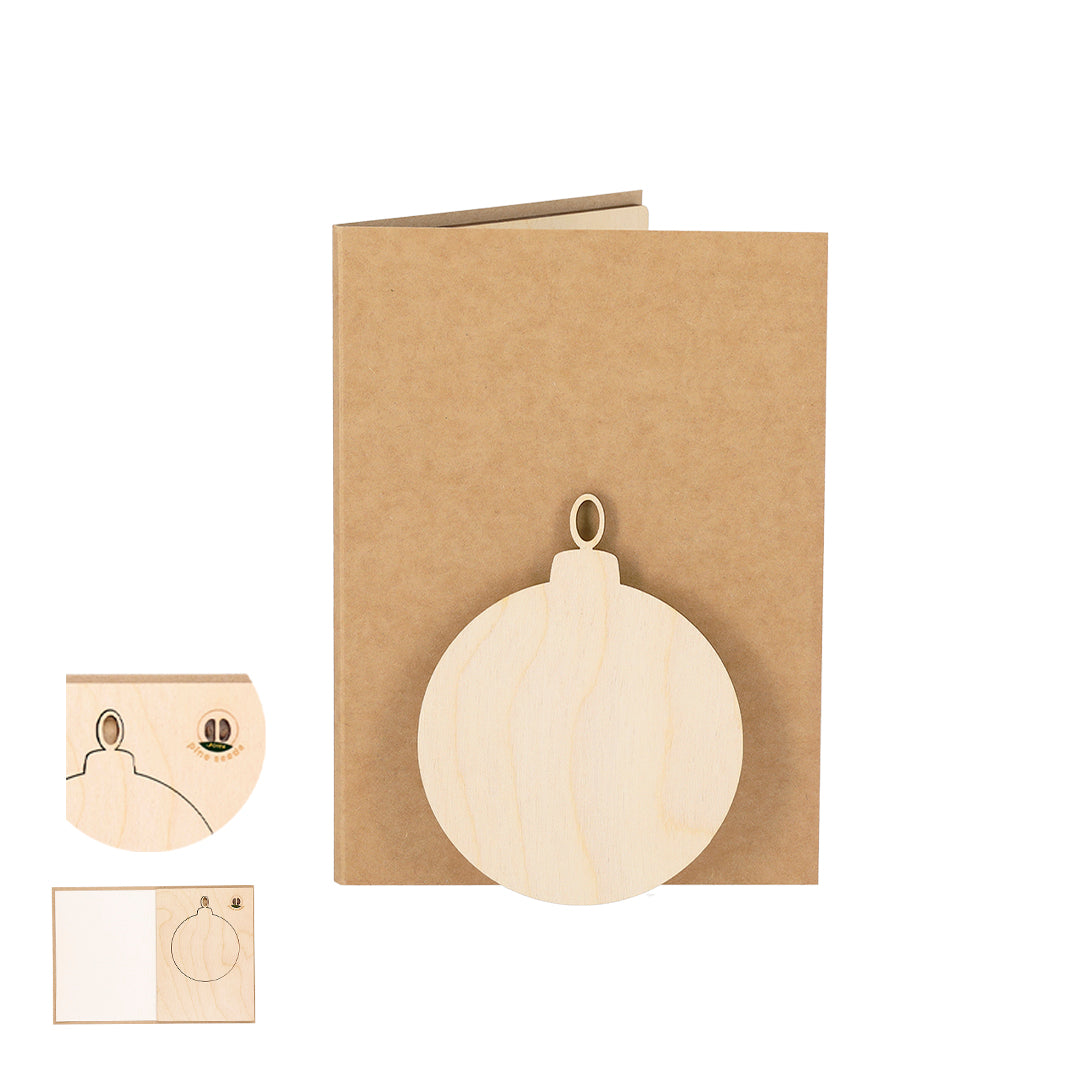 Conjunto Postal de Natal Sustentável com Adorno de Madeira