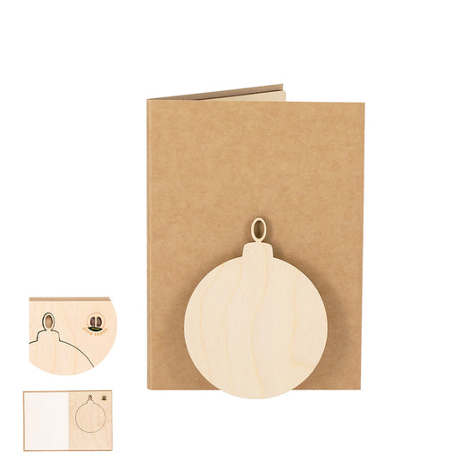 Conjunto Postal de Natal Sustentável com Adorno de Madeira