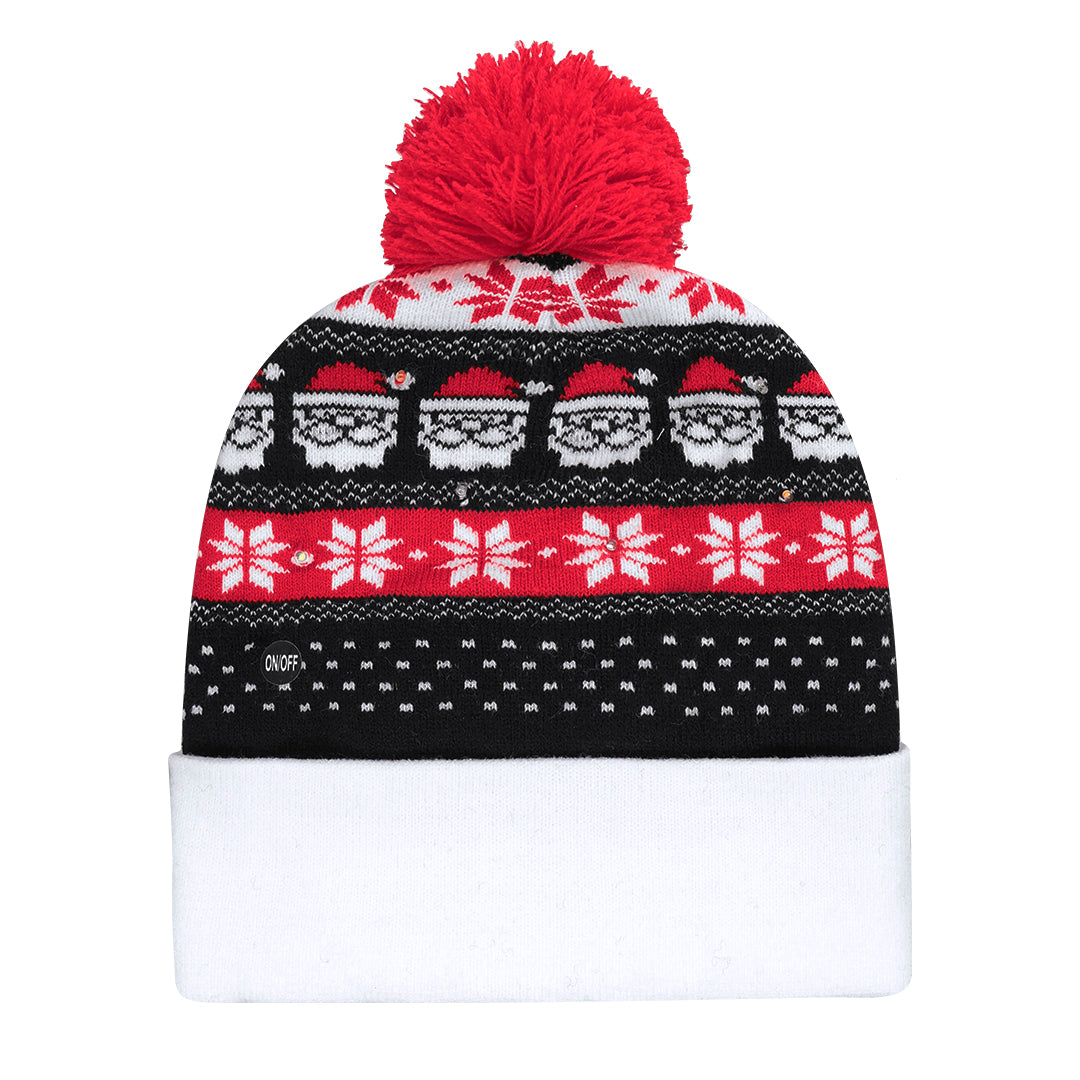 Gorro Natalício com Luzes LED e Pom Pom Colorido
