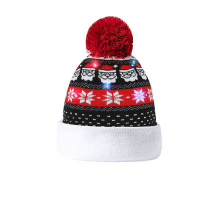 Gorro Natalício com Luzes LED e Pom Pom Colorido