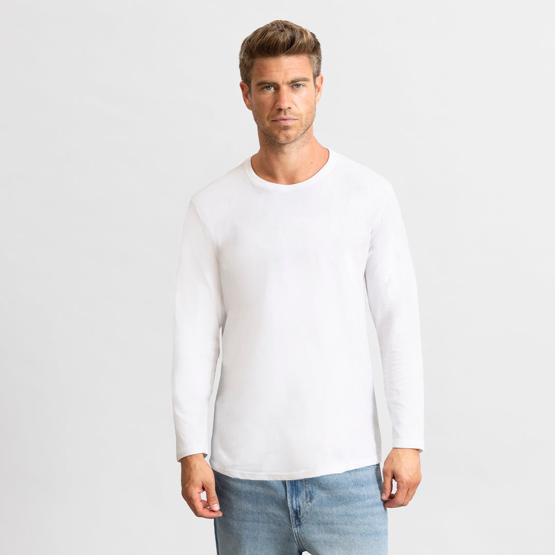 Camiseta Manga Longa Branca 100% Algodão Suave