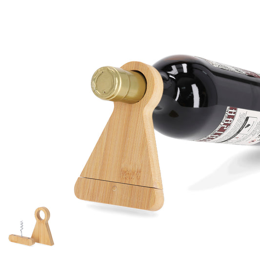 Saca-Rolhas Prático em Bambu com Suporte