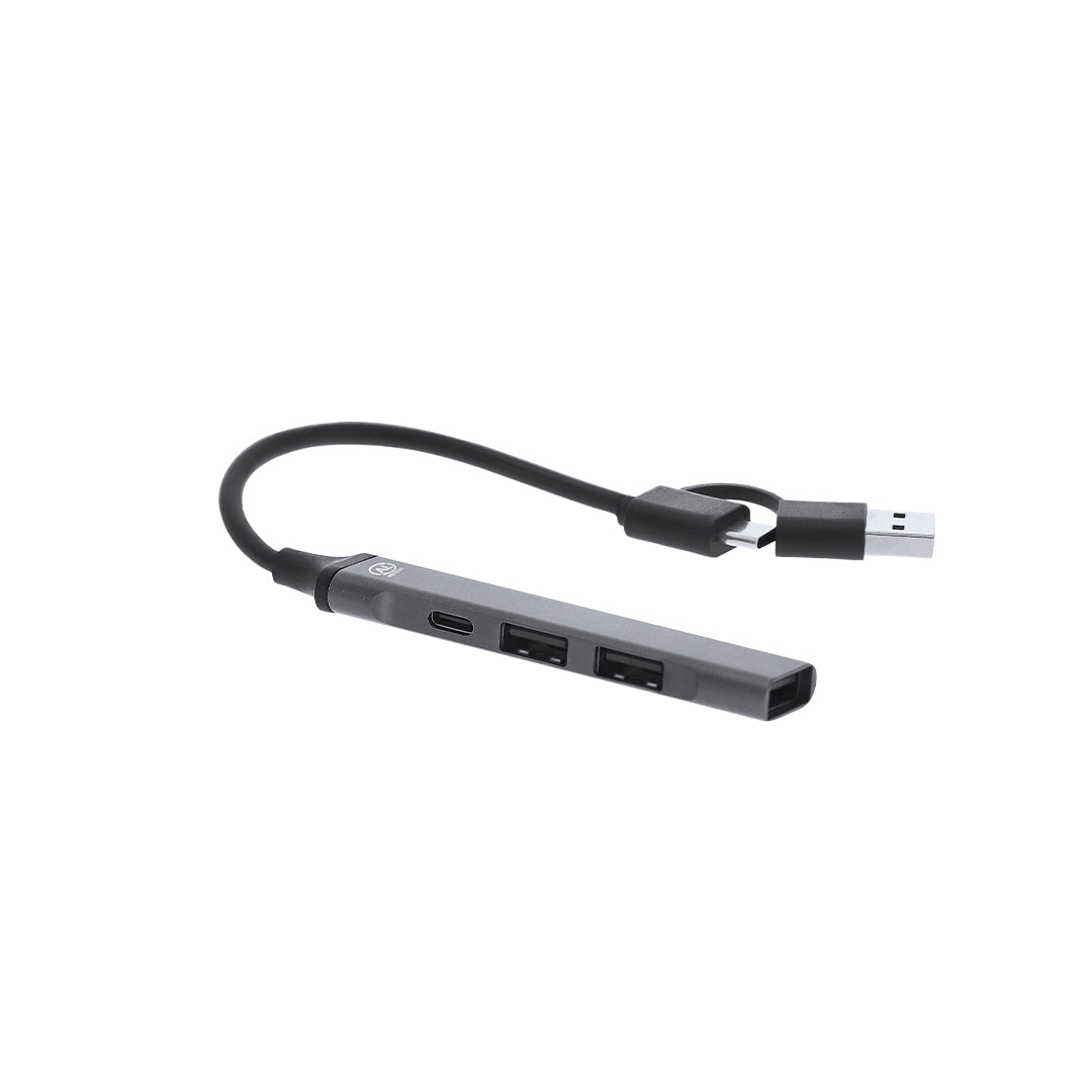 Hub USB em Alumínio Reciclado com 4 Portas Dual USB-C