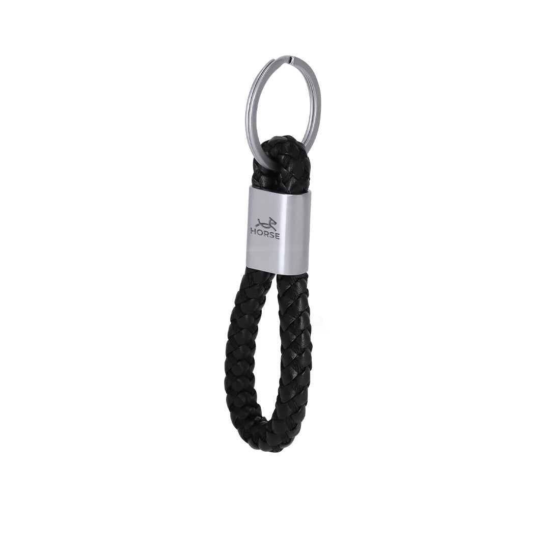 Chaveiro Elegante com Cordão Trançado e Detalhe em Liga