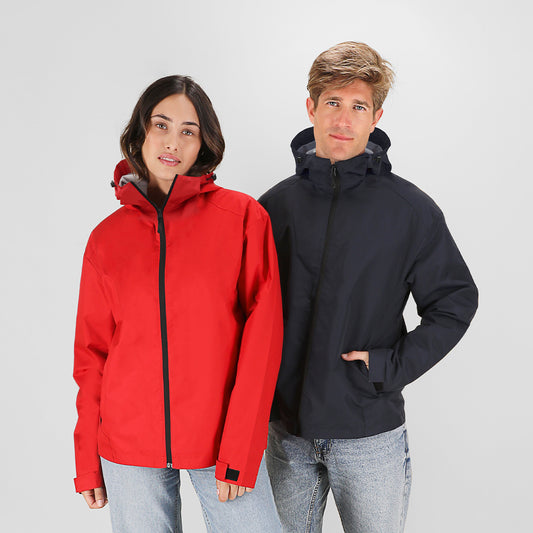 Parka Unisexo Resistente à Água e Vento com Capuz Ajustável