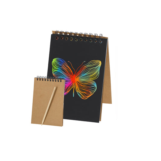 Libreta A6 com Folhas Pretas para Raspar e Descobrir Cores
