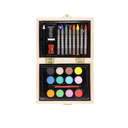Estuche de Pintura Completo em Madeira - 24 Peças