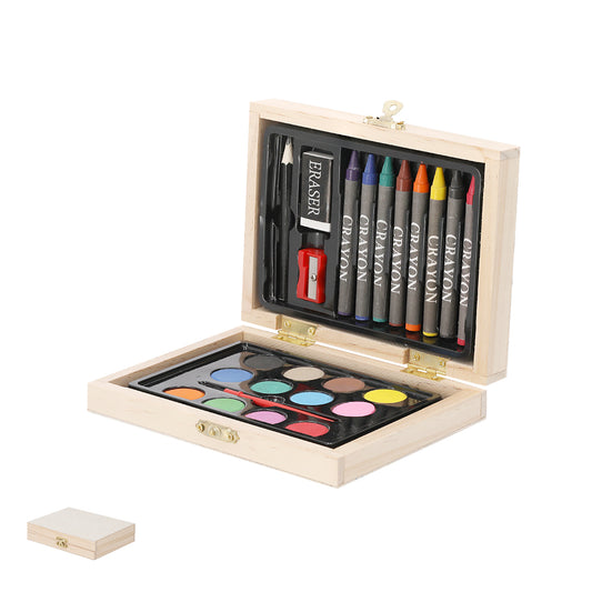 Estuche de Pintura Completo em Madeira - 24 Peças