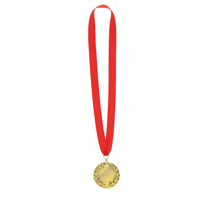 Medalha Dourada Binea 7cm com Fita Vermelha
