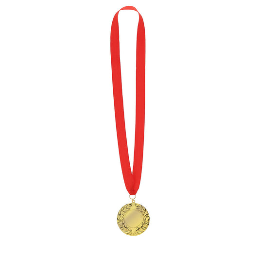Medalha Dourada Binea 7cm com Fita Vermelha