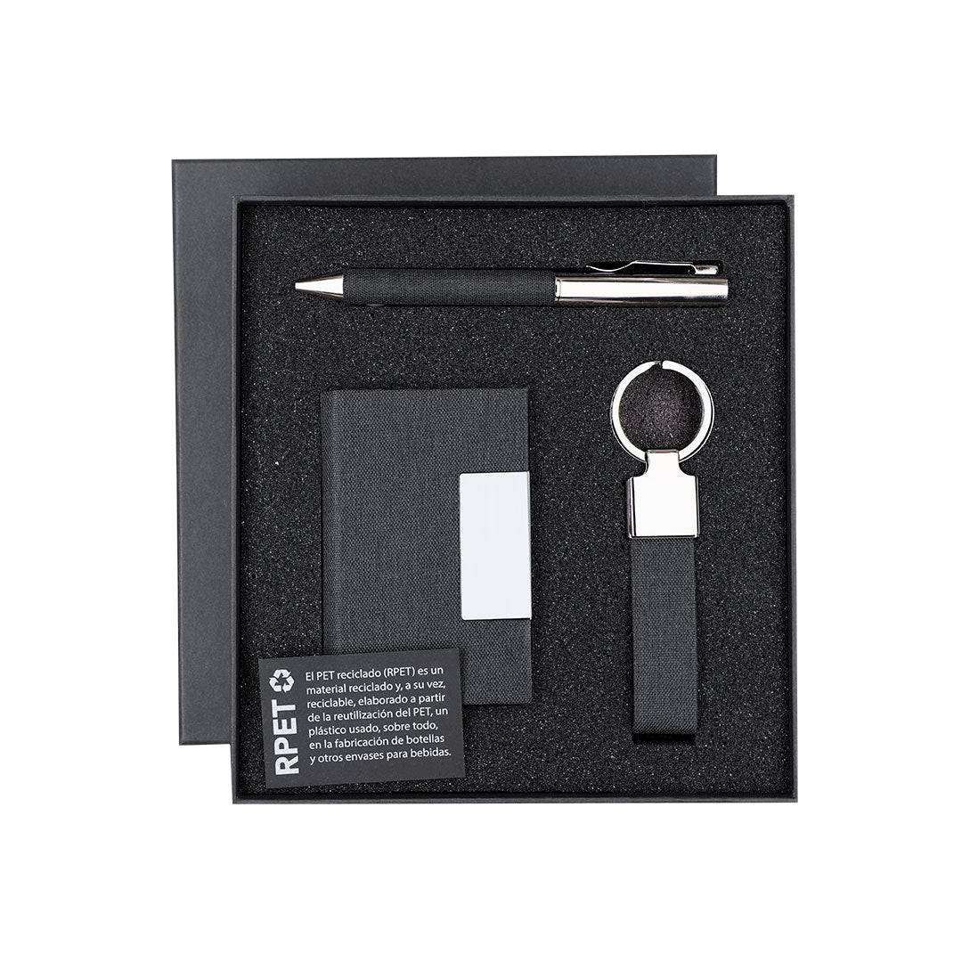 Set Elegante Fraxen em RPET Preto Bitono