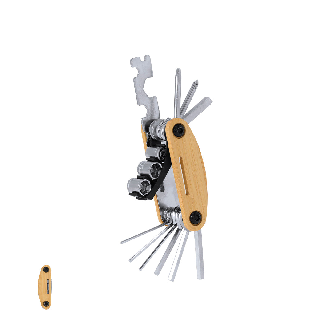 Multitool Inox com Revestimento de Bambu - 15 Funções
