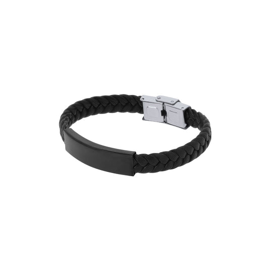 Pulseira em Pele Sintética com Placa em Aço Inoxidável