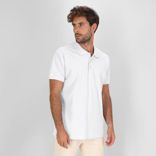 Polo Unissexo Branco Manga Curta Confortável