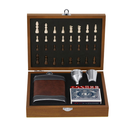 Set Petaca Menzie com Acessórios e Jogo de Xadrez