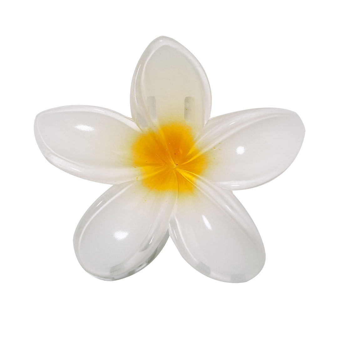 Pinça de Cabelo Flor Branca com Centro Amarelo