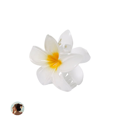 Pinça de Cabelo Flor Branca com Centro Amarelo