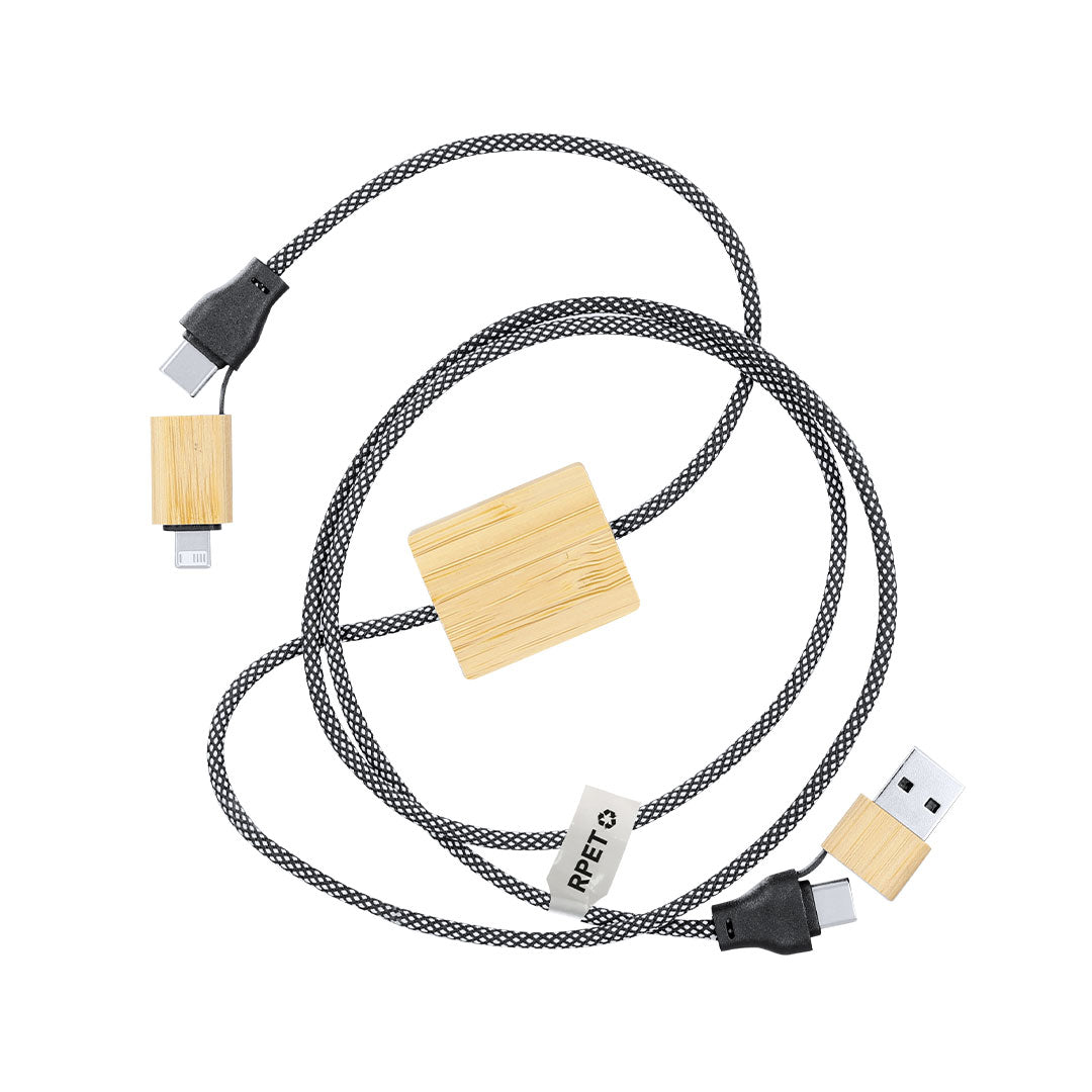 Cabo Carregador 60W Eco-Friendly em RPET e Bambu
