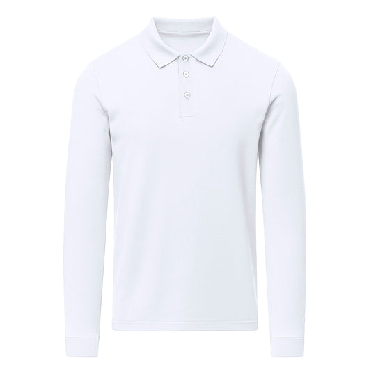 Polo Unissexo Manga Longa Charlot Branco Confortável