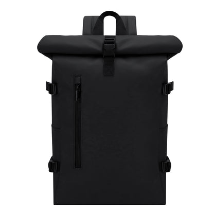 Mochila PU com Fecho Enrolável e Compartimento para Laptop