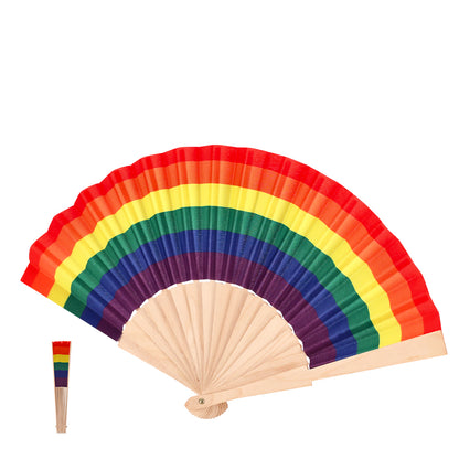 Abanico Rainbow Multicolorido em Madeira Natural