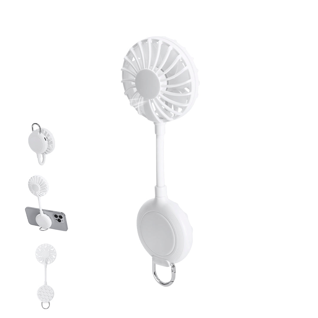 Ventilador Multiposição 360° com Suporte para Telemóvel