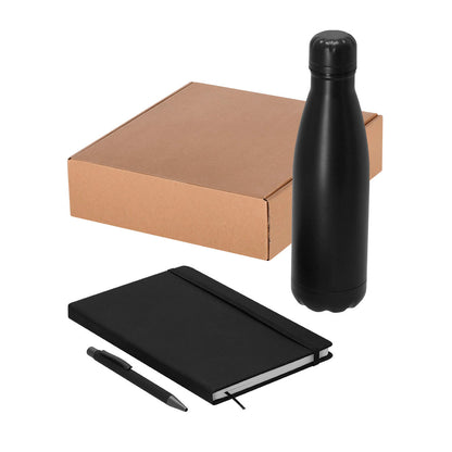 Conjunto Elegante: Bloco de Notas, Caneta e Garrafa Térmica