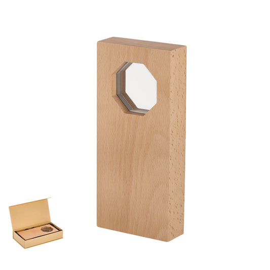 Troféu Personalizado em Madeira e Vidro Octogonal