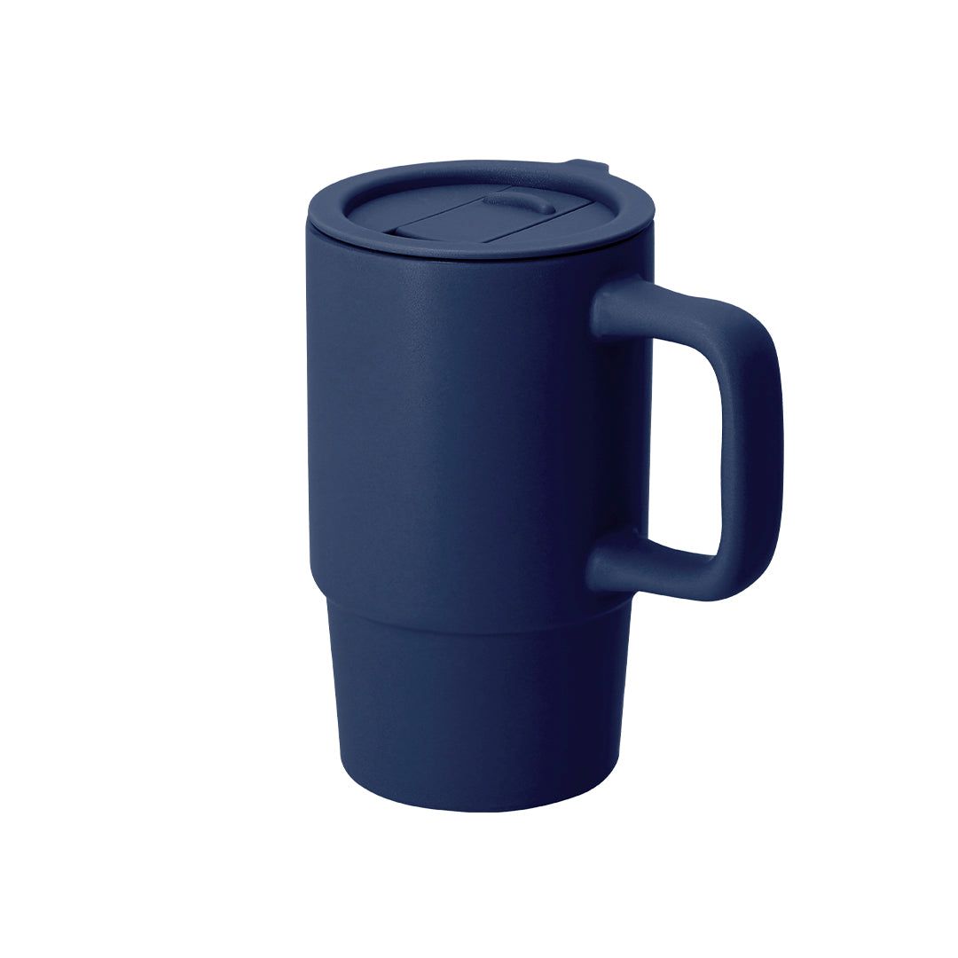 Caneca de Cerâmica com Tampa Deslizante - 430 ml